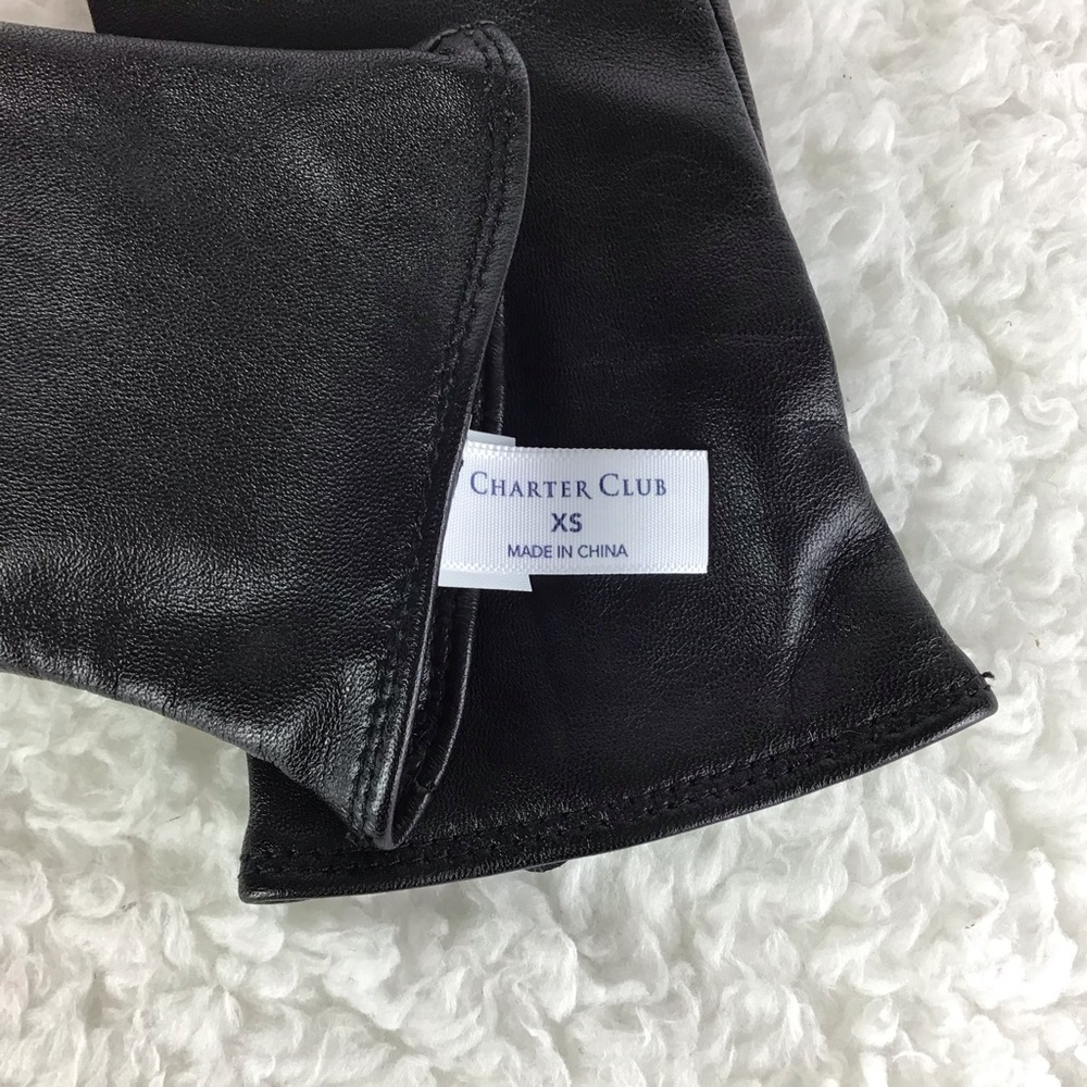 Charter Club Tech Palm Leather Gloves Black - Picture 4 of 5